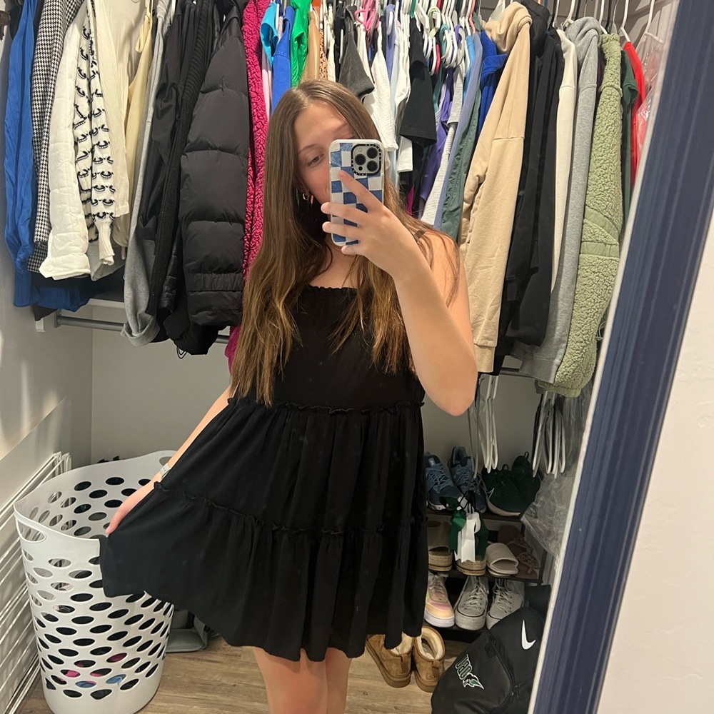 black mini dress